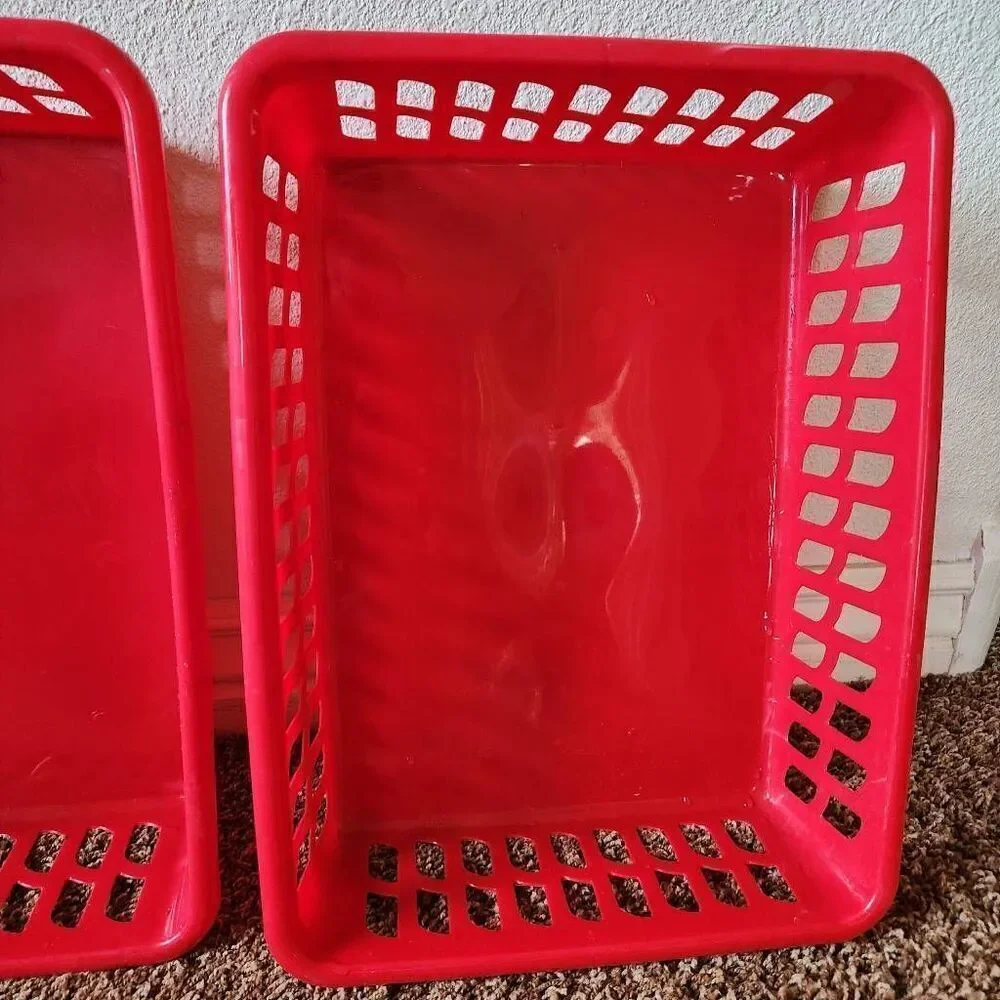 Red tray picnic parnier basket bundle of 3
